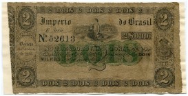 BRASILIEN 
 Lot. 1 Mil Reis. Dekret von 1833. 1 Mil Reis o. J. (1852-1867) (3). 2 Mil Reis. Dekret von 1833 (3) & 2 Mil Reis o. J. (1852-1867). Pick ...