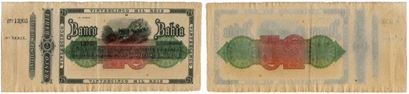 BRASILIEN 
 Banco da Bahia. 25 Mil Reis o. J. (um 1860). Formular zur Serie 4A....
