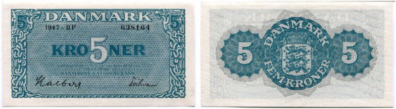 DÄNEMARK 
 5 Kronen von 1947. Pick 35d. I