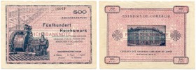 DEUTSCHLAND 
 Deutsche Reichsbank. 500 Reichsmark vom 1. Oktober 1925. Banknotenprobe des Esudios de Comercio / Colegio del Sagrado Corazón de Jesús,...