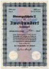 DEUTSCHLAND 
 Steuergutschein II. 200 Reichsmark vom July 1942 (Datum handschriftlich). Rosenberg-Grabowski 724b. Sehr selten. III+
