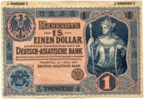 DEUTSCHLAND 
 Deutsche Auslandbanknoten. Deutsch-Asiatische Bank. 1 Dollar vom 1. März 1907. Einseitige Druckprobe ohne Seriennummer, ohne Unterschri...