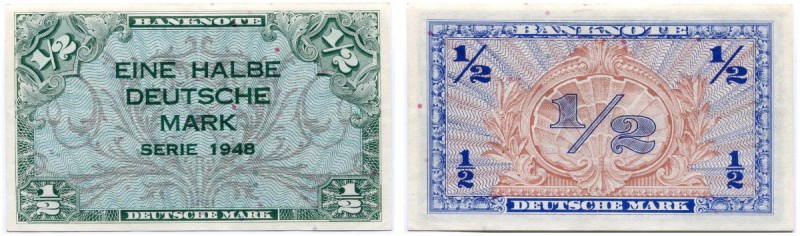 DEUTSCHLAND 
 BRD. ½ Deutsche Mark 1948. Rosenberg/Grabowski 230. Pick 1. I