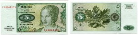 DEUTSCHLAND 
 Lot. 5 Deutsche Mark vom 2. Januar 1960. Nr. Z 1886745 A & 50 Deutsche Mark vom 2. Januar 1996 Nr. YA7484992G6. Ersatzbanknoten. Rosenb...