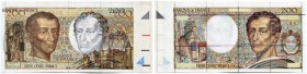 FRANKREICH 
 5. Republik. Banknotenentwurf/Projekt zu 200 Francs des Typs Montesquieu (1981-1994). Typ zu Pick 155. Kl. Schnitt obere rechte Kante. L...