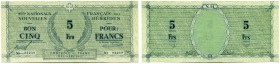 FRANKREICH 
 Französische Territorien. Neue Hebriden. 5 Franc o. J. (1943). Lokales Notgeld des 2. Weltkrieges. Kolsky/Muszynski 706. Pick 1. Selten ...