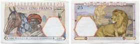 FRANKREICH 
 Französische Territorien. Französische Westafrika. Lot. 25 Francs vom 22. April 1942. Zwei Noten mit aufeinanderfolgenden Seriennummern ...