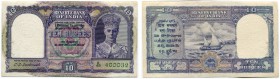 INDIEN 
 10 Rupees o. J. (1943). Pick 24. Gute Erhaltung. II+