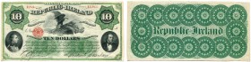 IRLAND 
 Republik Irland. 10 Dollars Bond von 1866/67. Einlösbar bei der Befreiung. Pick S102a. Selten. Ecke repariert? II+