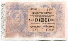 ITALIEN 
 Biglietto di Stato. 10 Lire vom 22. Januar 1911. Unvollständiger Druck. Zu Gavello 37. Selten. II