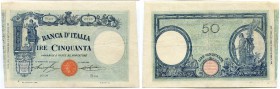 ITALIEN 
 Banca d’Italia. 50 Lire vom 14. Oktober 1924. Gavello 45. Pick 38e. Leicht schräg geschnitten. Kl. Riss. III