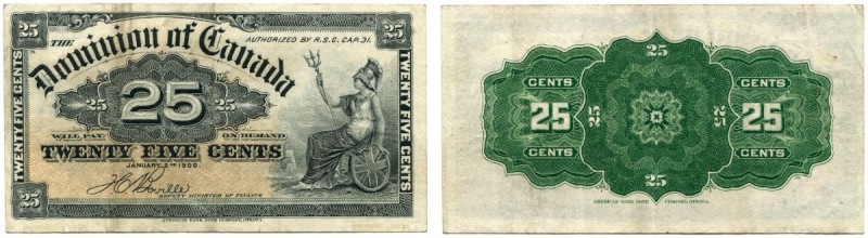 KANADA 
 Dominion of Canada. Lot. 25 Cents of January 2nd 1900 (2). 25 Cents of...