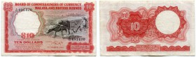 MALAYA 
 10 Dollars vom 1. März 1961. Pick 9a. Linzmayer BCC B9a. III