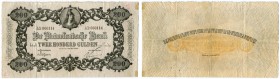 NIEDERLANDE 
 Niederländische Bank. 200 Gulden vom 25. April 1916. Beidseitig “PADÊLEK” in Lochperforation. Zu Pick 32A. Perforationen teilweise unvo...