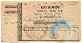 POLEN 
 Januaraufstand 1863/64. Obligation zu 100 Zlotych. Zirkulierte auch als Geld. Lucow 210. Pick -. Sehr selten. III+