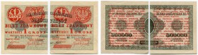 POLEN 
 Republik Polen. 1 Grosz vom 28. April 1924 (4). 5 Groszy vom 28. April 1924 (4). Provisorische Überdrucke auf halbierte 500 und 1000 Marek-No...