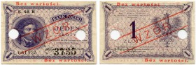 POLEN 
 1 Zloty vom 28. Februar 1919. Musternote/Specimen. Beidseitiger roter Überdruck “Bez wartosci.” und “WZOR”. Zweifach gelocht. Zu Pick 51. Lin...