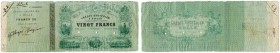 SCHWEIZ 
 Freiburg/Fribourg 
 Crédit Gruyèrien. 20 Franken vom 1.1.1874. Formular mit Kontrollabschnitt auf Originalpapier ohne Seriennummer, ohne U...