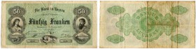 SCHWEIZ 
 Luzern 
 Bank in Luzern. 50 Franken vom 1. Januar 1877. Zu Richter/Kunzmann KA135a (dort nur als Formular, unterschriebene Exemplare nicht...