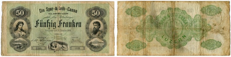 SCHWEIZ 
 Luzern 
 Spar- & Leihkasse des Kantons Luzern. 50 Franken vom 31. Ok...