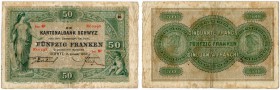 SCHWEIZ 
 Schwyz 
 Kantonalbank Schwyz. 50 Franken vom 2. Januar 1902. Emission von 1881-1907. Richter/ Kunzmann K91d. Pick S483. Von grosser Selten...