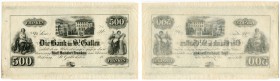 SCHWEIZ 
 St. Gallen 
 Bank in St. Gallen. 500 Franken o. J. (ab 1852). Einseitiges Formular ohne Datum, Seriennummer und Unterschriften. Richter/Ku...