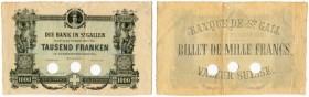 SCHWEIZ 
 St. Gallen 
 1000 Franken o. J. (ab 1873). Erstes Konkordat von 1870. Formular ohne Unterschriften. Richter/Kunzmann KA170a. Pick S445. Dr...