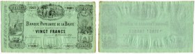 SCHWEIZ 
 Waadt/Vaud 
 20 Franken vom 19. November 1879. Nummeriertes Formular ohne Unterschriften. Kontrollabschnitt weggeschnitten. Richter/Kunzma...