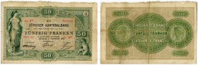 SCHWEIZ 
 Zürich 
 Zürcher Kantonalbank. 50 Franken vom 1. September 1900. Emission von 1881-1907. Richter/Kunzmann K148f. Pick S622. Sehr selten. Z...