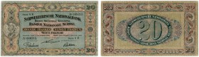 SCHWEIZ 
 2. Emission 
 20 Franken vom 1. Januar 1920 (Gesetz vom 6. Oktober 1905). Richter/Kunzmann CH26n. Pick 12e. Zweifach gefaltet. III