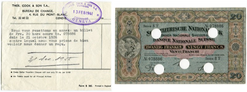 SCHWEIZ 
 2. Emission 
 20 Franken vom 21. Oktober 1926. Richter/Kunzmann CH28...