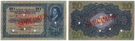 SCHWEIZ 
 3. Emission 
 20 Franken vom 21. Juni 1929 (Gesetzgebung über die Schweizerische Nationalbank). Specimen. Nur Serienangabe und Unterschrif...