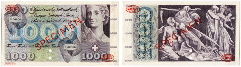 SCHWEIZ 
 5. Emission 
 1000 Franken o. J. Specimen der Fa. Thomas de la Rue, ...