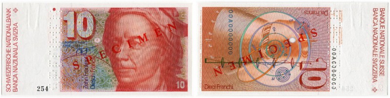 SCHWEIZ 
 6. Emission 
 Lot. Specimen-Serie. 10 Franken. 20 Franken. 50 Franke...