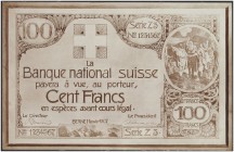 SCHWEIZ 
 Proben 
 Unbekannter Entwurf zu einer Note zu 100 Franken vom 1. Januar 1907. Fotografie aufgezogen auf Leinen. Text in französischer Spra...