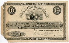 SÜDAFRIKA 
 Bank of New South Wales. 10 Pfund Sterling von 18.. Sydney. Formular ohne Datum und ohne Unter­schriften. Pick - . Von allergrösster Selt...