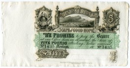 SÜDAFRIKA 
 Lot. Montagu Bank. 5 Pfund 18.. (um 1860). Barry & Nephews. Swellendam. 5 Pfund Sterling von 185. (Formular). Einlösbar in Swellendam ode...