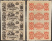 UNITED STATES OF AMERICA / USA 
 Louisiana 
 Print sheet with 4 pieces of 20 Dollars of 18.. (1850s). To Haxby LA-105/G36a. Folds in 2 corners. -II