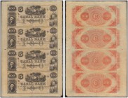 UNITED STATES OF AMERICA / USA 
 Louisiana 
 Print sheet with 4 pieces of 100 Dollars of 18.. (1850s). To Haxby LA-105/G60a. 1 corner missing. -II