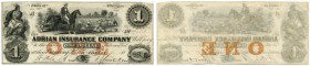 UNITED STATES OF AMERICA / USA 
 Michigan 
 Lot. Adrian Insurance Company. 1 Dollar no written date but with signatures. Erie and Kalamazoo Rail Roa...