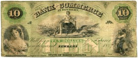 UNITED STATES OF AMERICA / USA 
 North Carolina 
 Bank of Commerce at New Bern. 10 Dollars of November 3rd 1839. Haxby NC-40/G4b. Rare. Some pin hol...