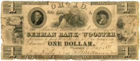 UNITED STATES OF AMERICA / USA 
 Ohio 
 German Bank of Wooster. Dollar of August 6th 1838. Haxby OH-445/G40. Rare. Strong handling marks. -IV