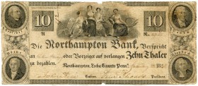 UNITED STATES OF AMERICA / USA 
 Pennsylvania 
 Lot. Northampton Bank. German text. 10 Thaler of February 22th 1830 & Lumbermens Bank zu Warren. Ger...