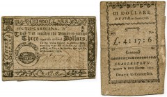 UNITED STATES OF AMERICA / USA 
 South Carolina 
 3 Dollars (Spanish milled Dollars) of December 23rd 1776 (second issue). Revers missdated 1777. Pi...