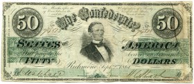 UNITED STATES OF AMERICA / USA 
 Confederate Paper Money 
 1861 issues. 50 Dollars of September 2nd 1861. Fricke Type 16. Engraver’s name above “FUN...