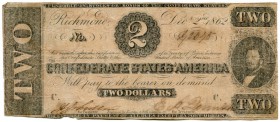 UNITED STATES OF AMERICA / USA 
 Confederate Paper Money 
 Lot. 100 Dollars of August 28th 1862. 100 Dollars of November 24th 1862. 2 Dollars of Jun...