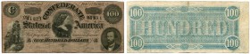 UNITED STATES OF AMERICA / USA 
 Confederate Paper Money 
 Lot. 100 Dollars of February 17th 1864. Fricke Type 65. 1 x no Series, 2 x Series I. -III...