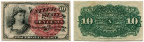 UNITED STATES OF AMERICA / USA 
 United State Notes 
 Fourth issue, March 3rd 1863. Lot. 10 Cents. 15 Cents (2, red seal 38 / 40 mm). 25 Cents (2). ...