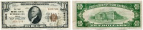 UNITED STATES OF AMERICA / USA 
 National Bank Notes 
 Indiana. First National Bank of Petersburg. Charter Nr. 5300. 10 Dollars Series of 1929. Smal...