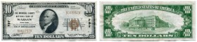 UNITED STATES OF AMERICA / USA 
 National Bank Notes 
 New York. Lot. Wyoming County National Bank of Warsaw. Charter Nr. 737. 10 Dollars Series of ...